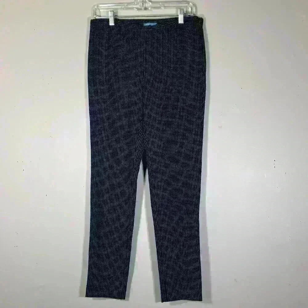 J Mclaughlin Textured Black Micro Dot Ponte Pants Size 6 Business Career Stretch